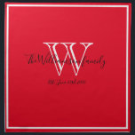 Newlyweds Wedding Gift Monogram Script Modern Chic Cloth Napkin<br><div class="desc">Newlyweds Wedding Gift Monogram Script Modern Chic Cloth Napkin. Personalized white monogram design, with charcoal gray lettering, and the newlywed bride and groom's last name and date established on a rich red background. A keepsake gift for newlyweds. Lovely for their new life together. Also makes a beautiful housewarming gift. Click...</div>