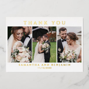 Newlyweds Wedding Photo Collage Thank You Foil Invitation