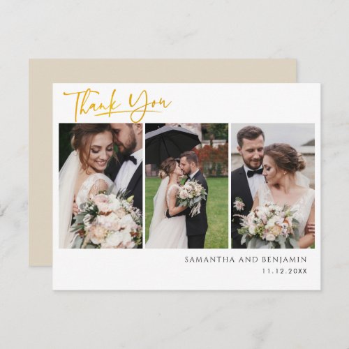Newlyweds Wedding Photo Collage Thank You Note Card