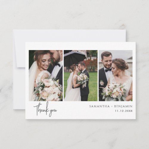 Newlyweds Wedding Photos Hand Lettered Thank You Note Card
