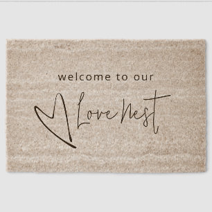 Newlyweds Welcome to Our Love Nest Fiber Doormat