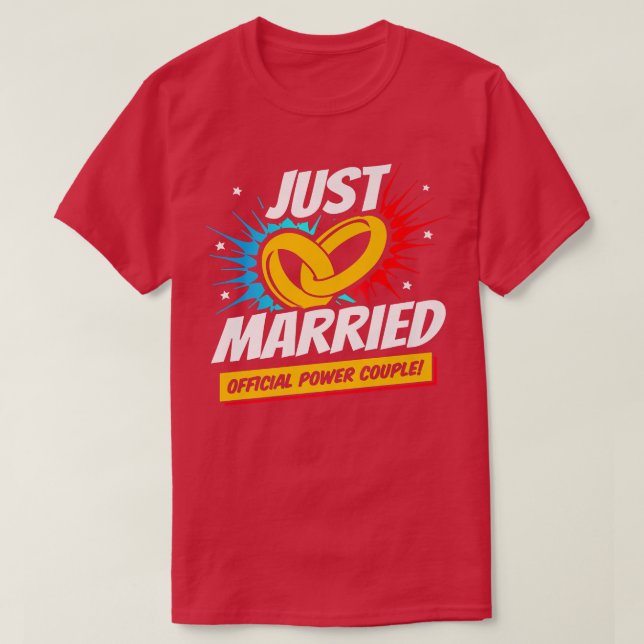 NewlywedsWedding HoneymoonBride GroomJust Married  T-Shirt (Design Front)