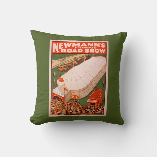 Newmann's Famous Magic Road Tent Show Poster Throw Pillow (Front)
