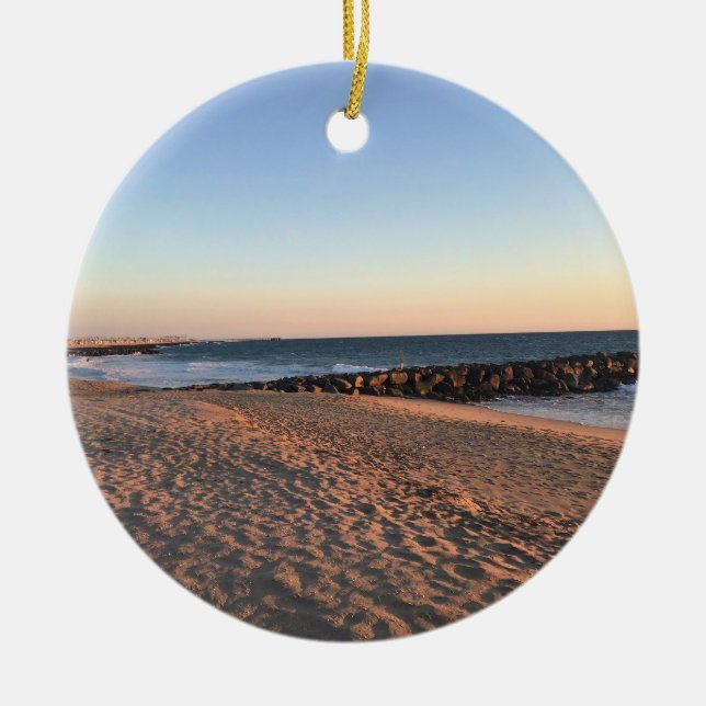 Newport Beach at Sunset, California Ceramic Ornament (Front)