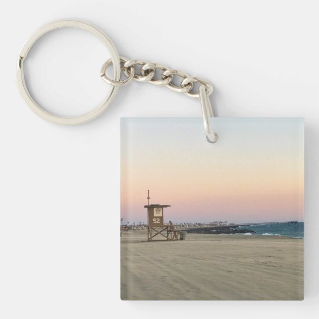 Newport Beach at Sunset, California Keychain (Front)