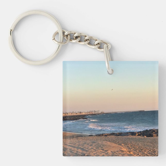 Newport Beach at Sunset, California Keychain (Front)