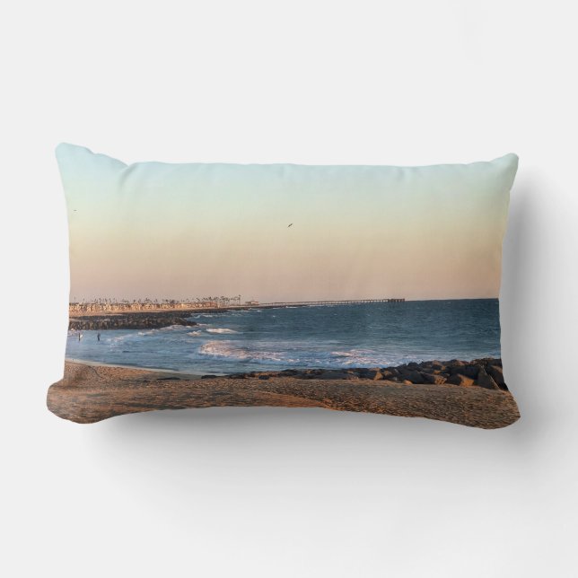 Newport Beach at Sunset, California Lumbar Pillow (Front)
