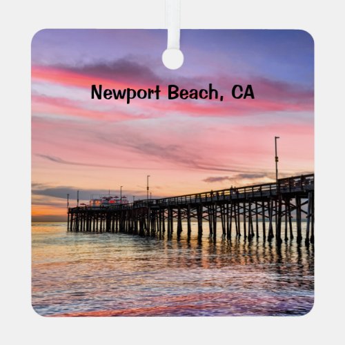Newport Beach Balboa Pier 2 sided Metal Ornament