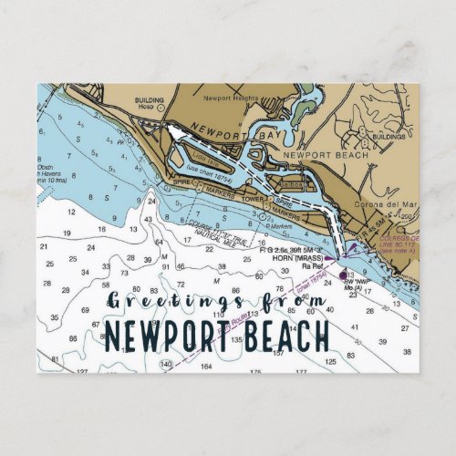 Newport Beach CA Chart Postcard