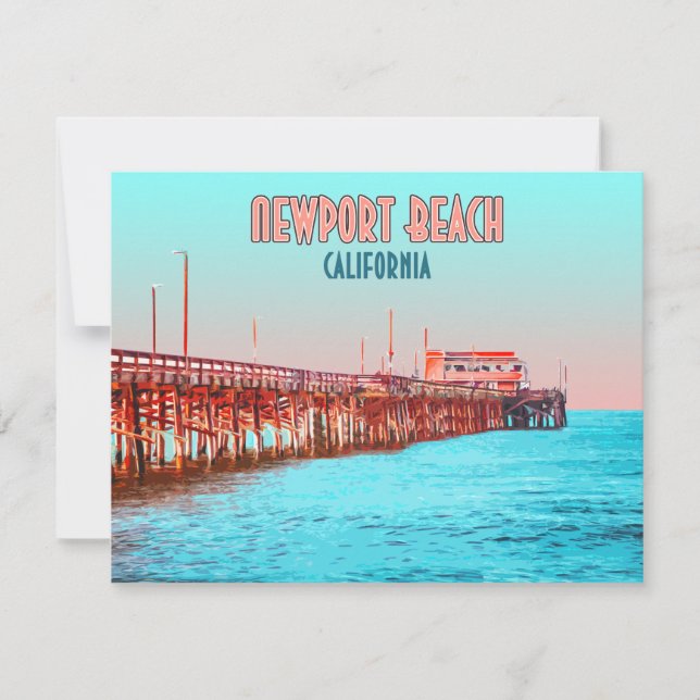 Newport Beach California Balboa Pier Flat Card (Front)