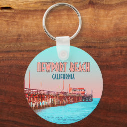 Newport Beach California Balboa Pier Vintage Keychain | Zazzle