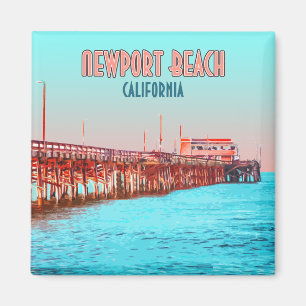 Newport Beach California Balboa Pier Vintage Magnet