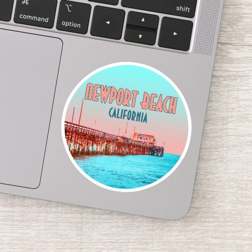 Newport Beach California Balboa Pier Vintage Sticker