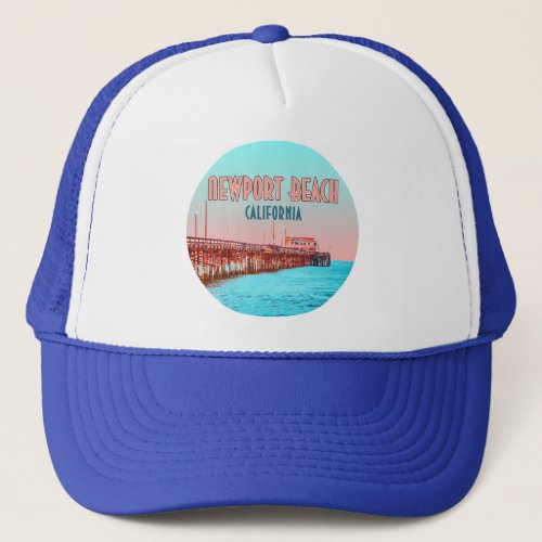 Newport Beach California Balboa Pier Vintage Trucker Hat