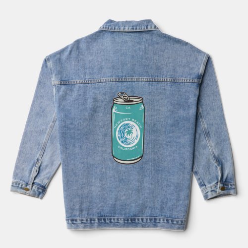 Newport Beach California Ca Beer Soda Pop Drinking Denim Jacket