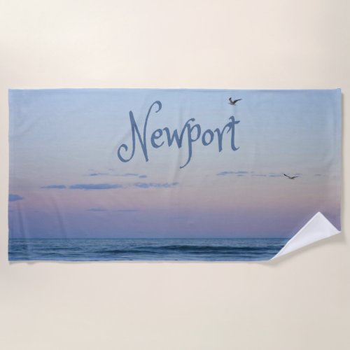 Newport Beach California Ocean Sunrise Blue Beach Towel