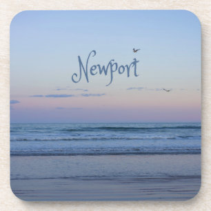 Newport Beach California Ocean Sunrise Blue Beverage Coaster