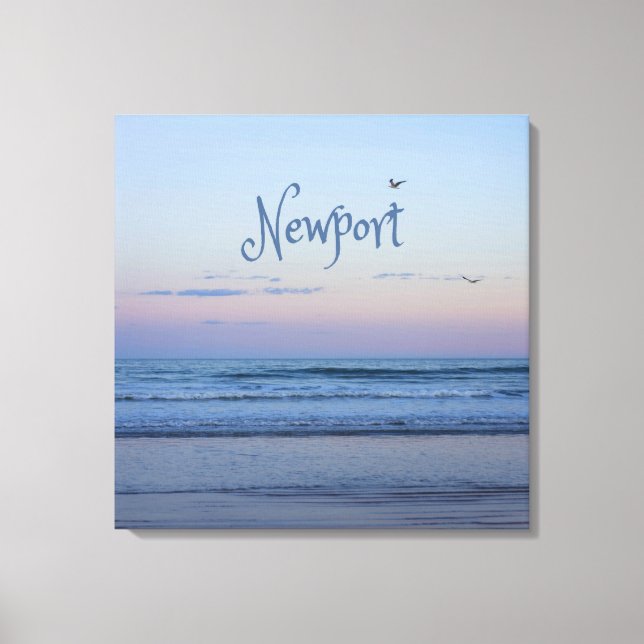 Newport Beach California Ocean Sunrise Blue Canvas Print (Front)