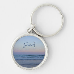 Newport Beach California Ocean Sunrise Blue Keychain