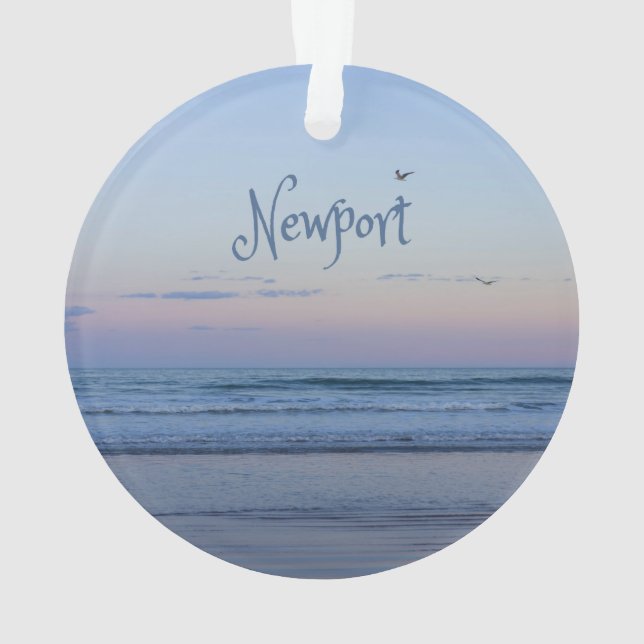 Newport Beach California Ocean Sunrise Blue Ornament (Back)