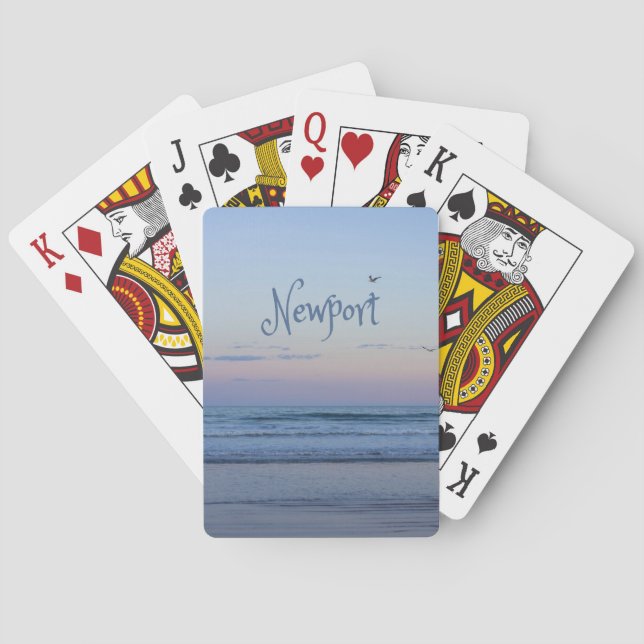 Newport Beach California Ocean Sunrise Blue Poker Cards (Back)