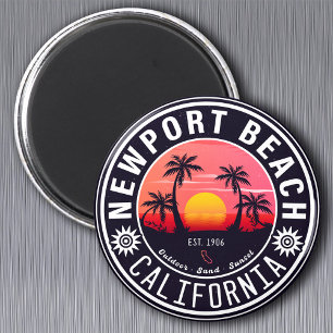 Newport Beach California Retro Sunset Souvenir 80s Magnet