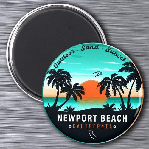 Newport Beach California Retro Sunset Souvenir 80s Magnet