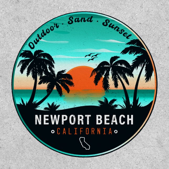 Newport Beach California Retro Sunset Souvenir 80s Patch (Front)