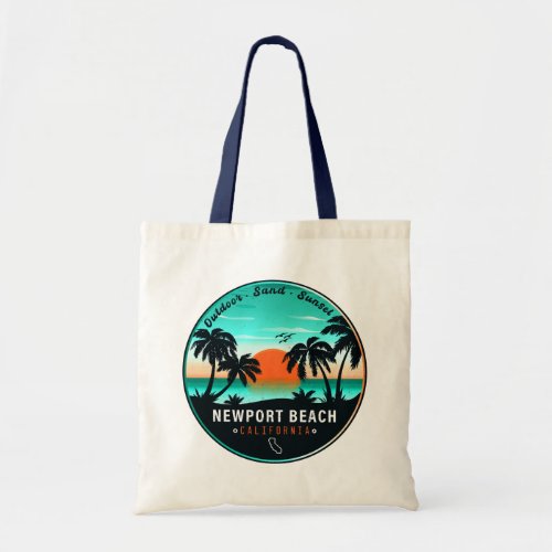 Newport Beach California Retro Sunset Souvenir 80s Tote Bag