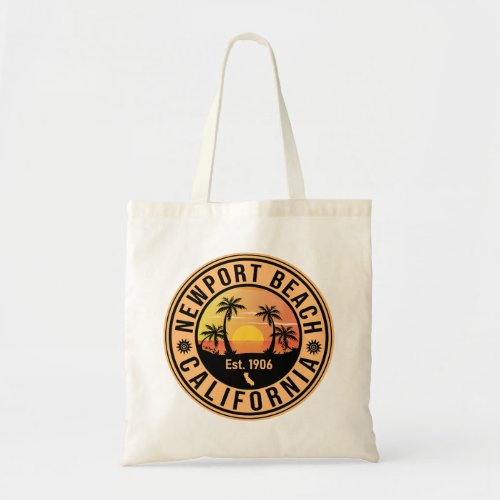 Newport Beach California Retro Sunset Souvenirs Tote Bag