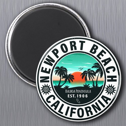 Newport Beach California Retro Sunset Vacation 80s Magnet