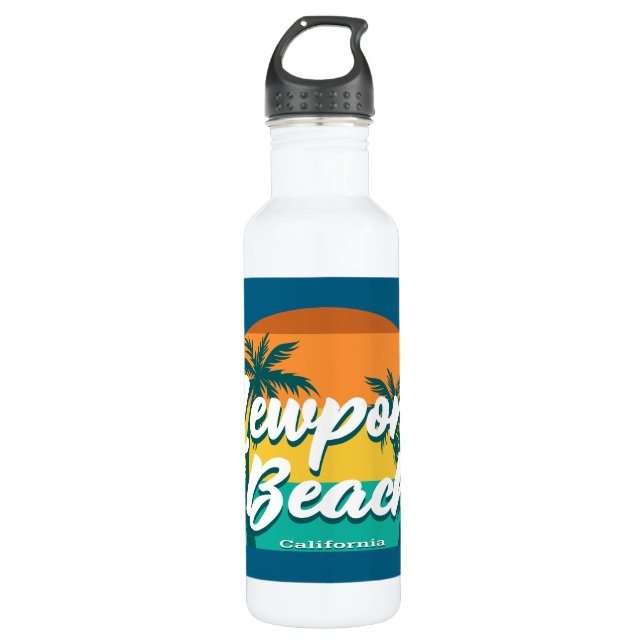 Newport Beach California Stainless Steel Water Bottle (Front)