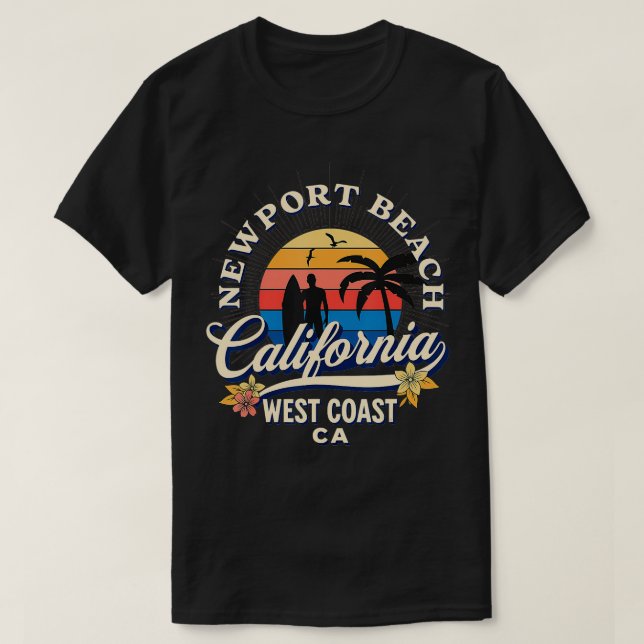 Newport Beach California Surf Summer Vacation Vint T-Shirt (Design Front)