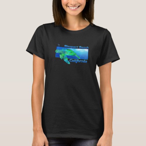 Newport Beach California Swimming Sea Turtle T_Shirt