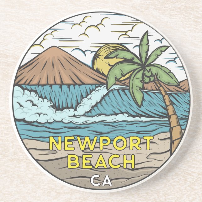 Newport Beach California Vintage Coaster (Front)