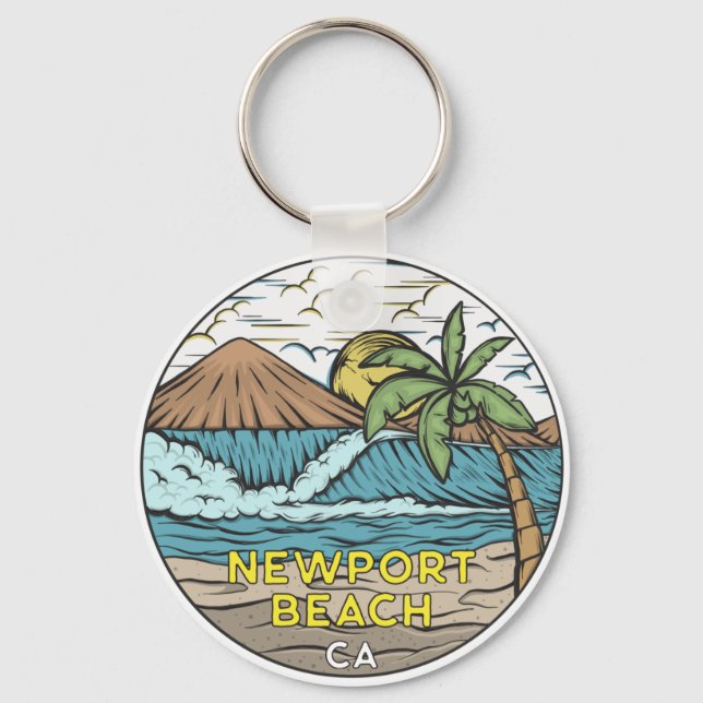 Newport Beach California Vintage Keychain (Front)