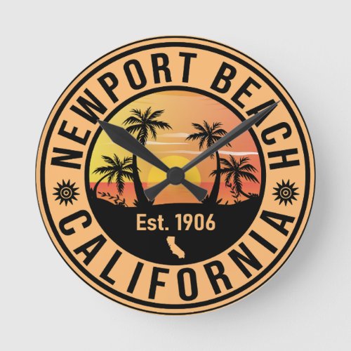 Newport Beach California Vintage Souvenirs Round Clock
