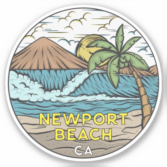 Newport Beach California Vintage Sticker (Front)