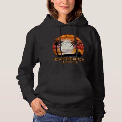 Newport Beach California Vintage Sunset Retro Sun Hoodie