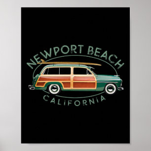 Newport Beach California Vintage Surfing Poster