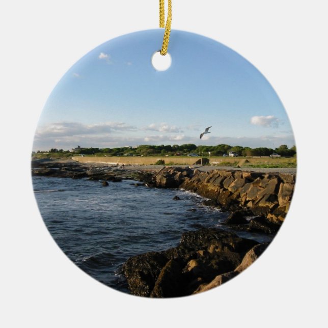 Newport Beach Ceramic Ornament (Front)