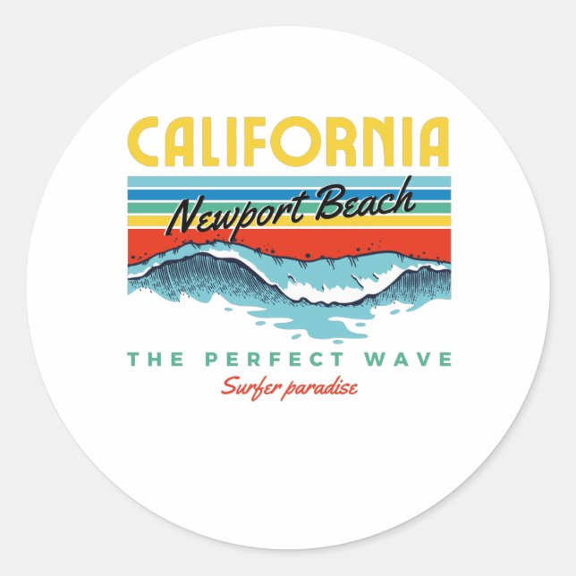 Newport Beach Classic Round Sticker (Front)