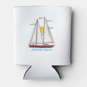 Newport Beach Coastal Nautical Sailing Sailor Can Cooler