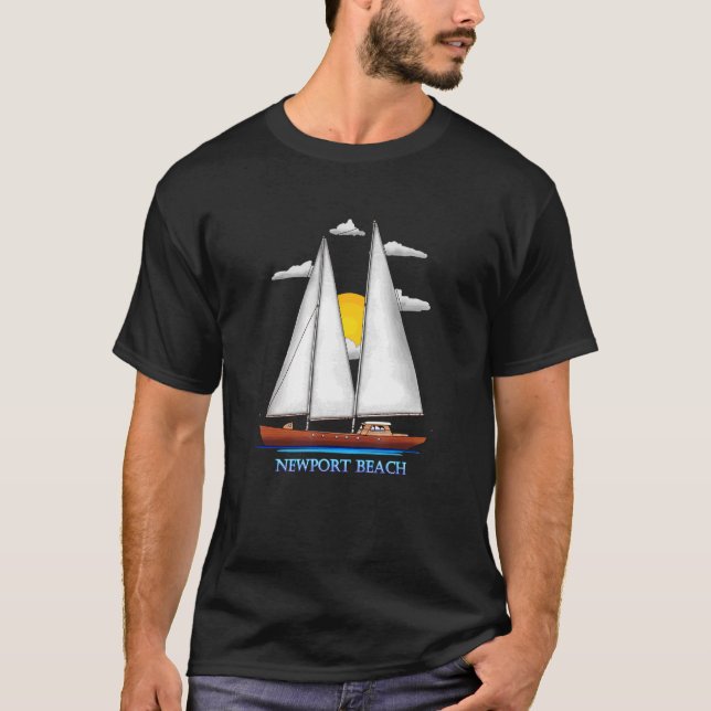 Newport Beach Coastal Nautical Sailing Sailor T-Shirt (Front)