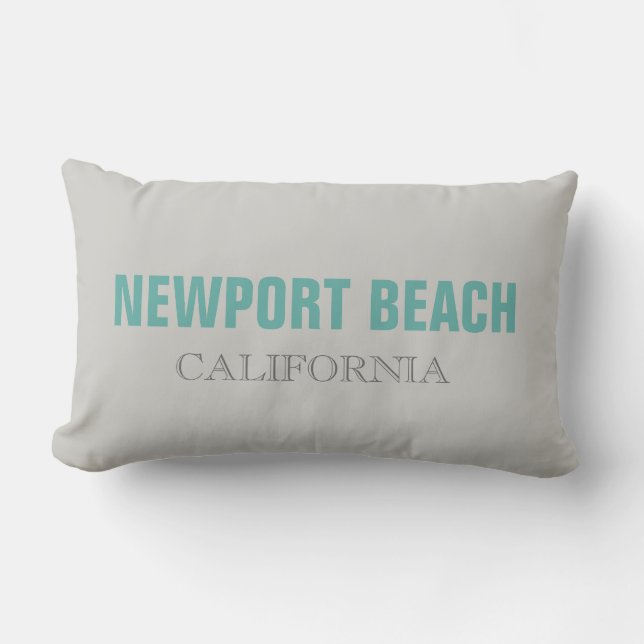 Newport Beach Gray California Throw Pillow (Front)