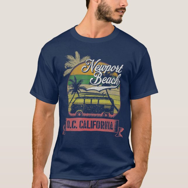 Newport Beach Orange County California Surfing T-Shirt (Front)