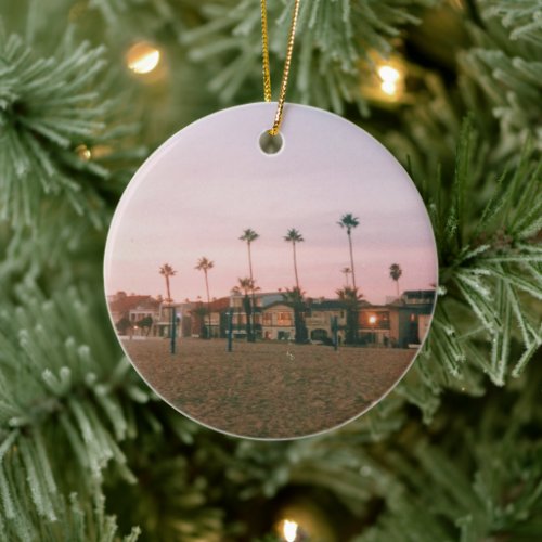 Newport Beach Pastel Sunset Ceramic Ornament
