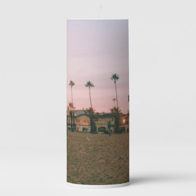 Newport Beach Pastel Sunset Pillar Candle (Front)