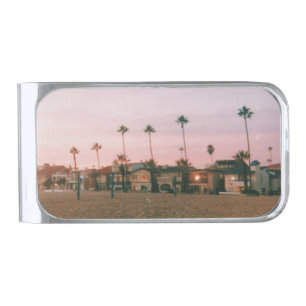 Newport Beach Pastel Sunset Silver Finish Money Clip