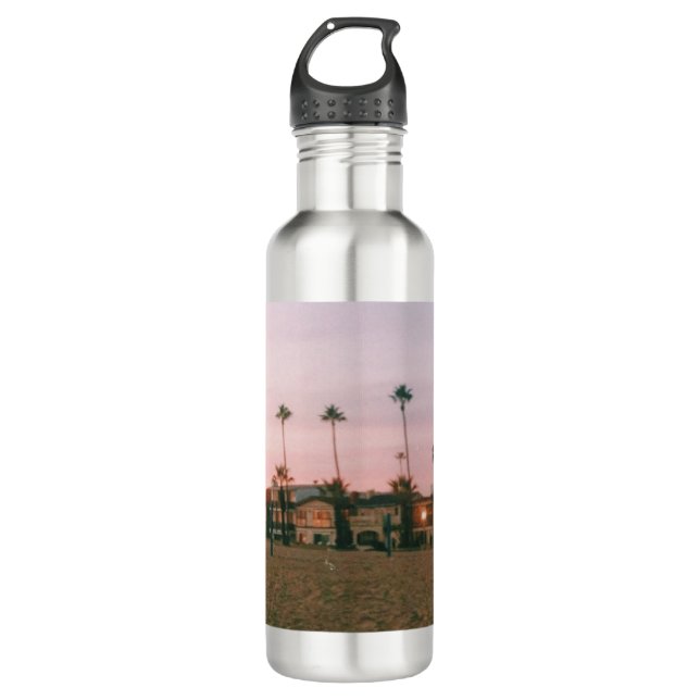 Newport Beach Pastel Sunset Stainless Steel Water Bottle (Front)